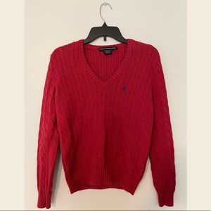Ralph Lauren Sport Cable-Knit V-Neck Sweater